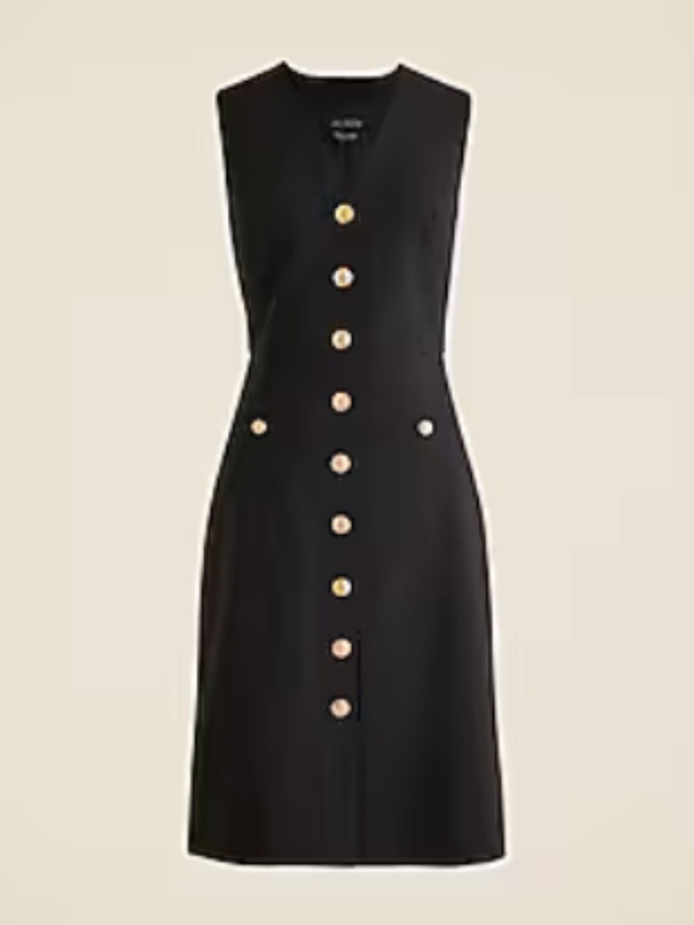 J.Crew Buttoned sheath dress in Italian stretch wool blend Black Size 10